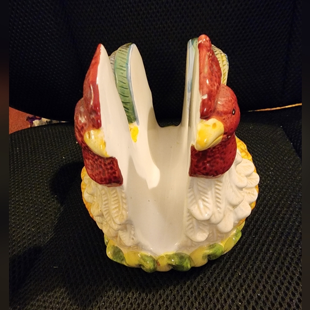 Vintage Rooster Napkin Holder Jay Import Ceramic Double Sided Farmhouse Kitchen - Picture 2 of 5